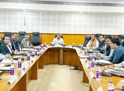 Agriculture Minister Ratan Lal Nath chairs an executive meeting on Pradhan Mantri Krishi Sinchayi Yojana 2.0 at Agartala on December 18.